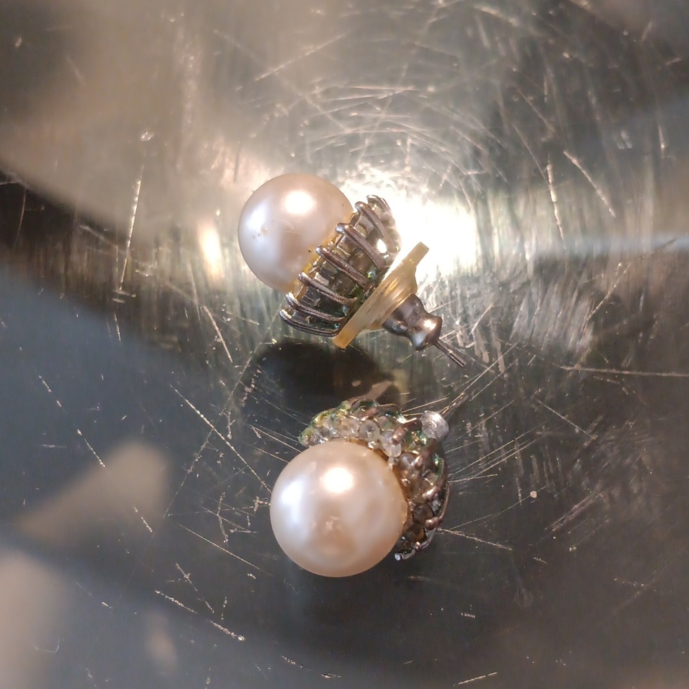 Earrings Pearl and Cubic Zirconia